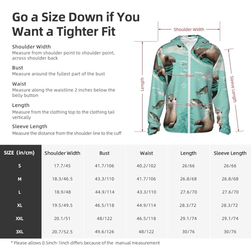 UPF 50+ Sun Protection Hoodie Long Sleeve Otters Sun Shirt Rash Guard Fishing Shirts for Men2