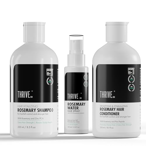 Image of ThriveCo Rosemary Hair Care Combo | Shampoo 250ml, Conditioner 250ml & Hair Water Spray 100ml | Hair Fall Control & Growth Support