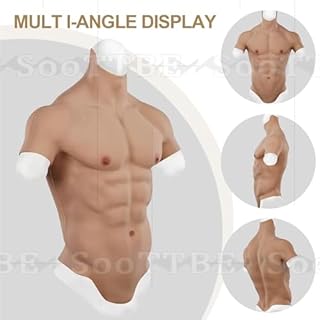 Costume da Uomo con Collo Alto E Muscoli in Silicone Realistici per La Parte Superiore del Corpo, Addominali Scolpiti, Finti Muscoli del Torace, Accessorio per Donne,Color 1,One Size