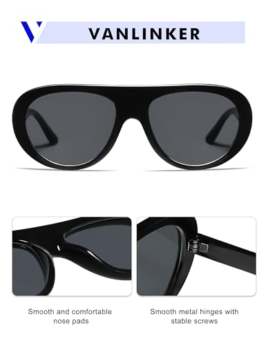 Image of VANLINKER Oversized Retro Aviator Sunglasses for Women Men Chic 70s Vintage Style Trendy 2026 Chunky Sun Glasses VL9865
