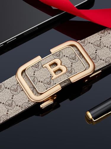 VANVANNANBA Men Designer Belts, Fashion Leather Ratchet Belts with Autoamtic Buckle for Casual Business2