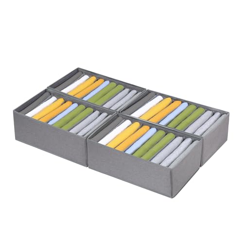 Qozary 4 Pack Drawer Organizers for Clothing, 10 Grids Foldable