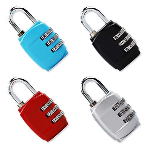 4 PCS 3Digitos Candado Combinacion Taquilla,Candado numerico, Candados para Mochilas y Maletas,Candado para El Casillero del Gimnasio Escolar, Archivadores, Caja De Herramientas,Cerca, Cerrojo