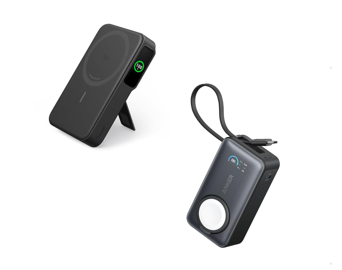 Anker MagGo Power Bank for Apple Watch Officially Certified 10 000mAh Compact Battery Pack Qi2 Certified 15W Ultra-Fast
