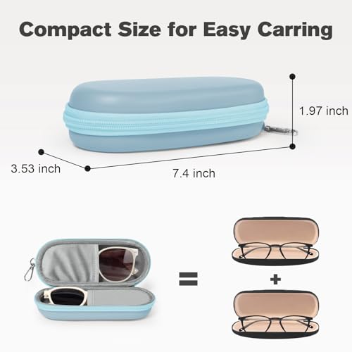 Image of Double Eyeglasses Case, Dual Glasses Sunglasses Organizer with Zipper Closure, Eyewear Storage Box for Men Women Travel