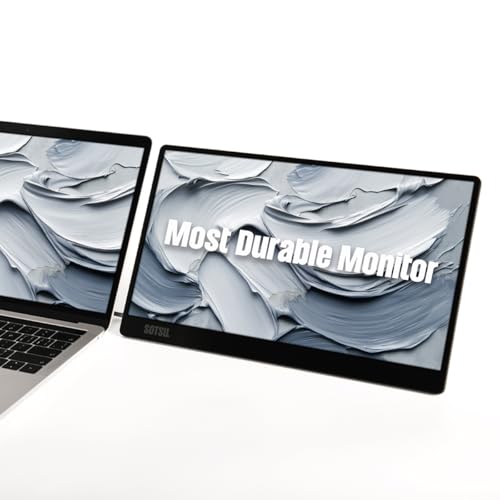 SOTSU FlipAction Go 14" Premium Portable Monitor SFA14PMSV | Robust but Lightweight | Tempered Glass Cover | 1080p | 400 Nits | 100% sRGB | 5W | Super Versatile | USB C or Mini HDMI
