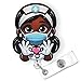 Cute Black Girl Badge Reel Retractable for African American Nurse Nursing RN LPN & Medical Assistant | Funny Black Girl Nurse ID Badge Holder with Alligator Clip & 24” Durable Nylon Cord | Acrylic
