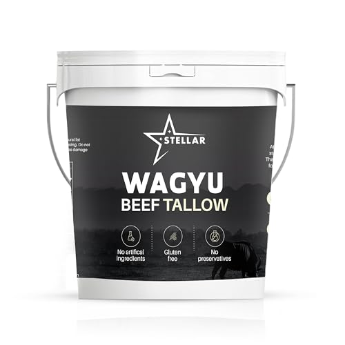 Stellar Wagyu Beef Tallow – Premium 100% Pure Rendered Beef Fat | Grass-Fed, Keto & Paleo Friendly, Gluten-Free, No Preservatives | Perfect for Frying, Cooking, & Skincare (3 lb)