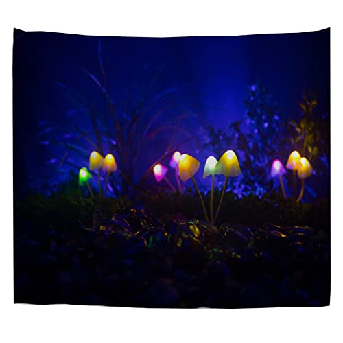 Tapiz de pared grande de 153x229 cm con hongos mágicos brillantes, ideal para decorar tu salón