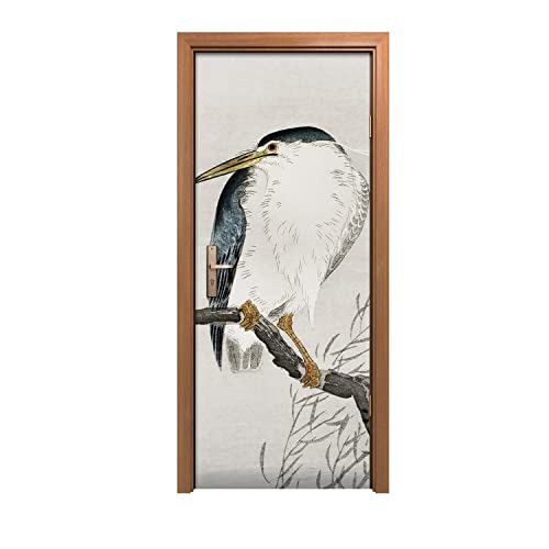 Autocollant de porte grand format branches d'animaux oiseaux impression HD durable - 2