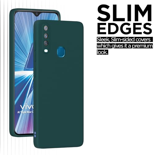 Image of Outlouders Back Cover for Vivo Y12 / Vivo Y15 / Y17 / Vivo U10 | Camera Protection | Durable Soft Matte Silicone Bumper Case (Green)