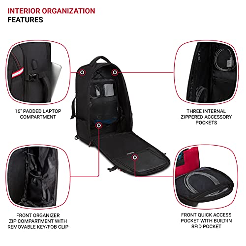 Mochila de viaje SwissGear 48L con puerto USB y bloqueo RFID miniatura 4