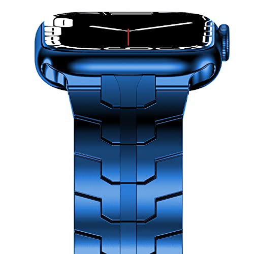 NewWays Metal Band Compatible with Apple Watch Band Ultra 2 49mm Series 10 46mm Series 9 Series 8 Series 7 45mm 44mm SE 6 5 4 3 42mm iWatch Stainless Steel Link Bands, Blue