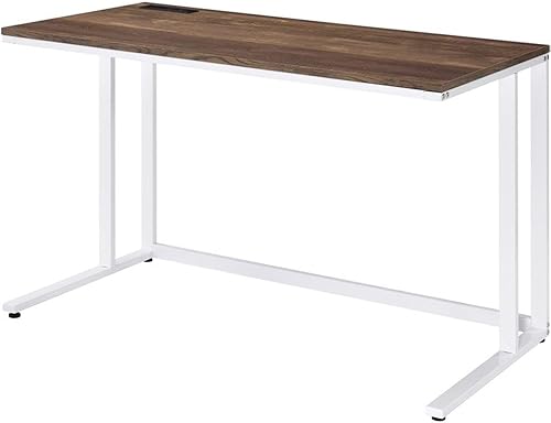Miniatura 8 de Acme Tyrese Escritorio rectangular de madera con puerto USB en nogal y blanco