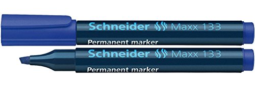 Marqueurs permanent Schneider Maxx 133 bleu avec pointe biseau lot de 12