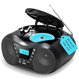Greadio Tragbarer CD Player Bluetooth 5.1, Boombox Radio mit CD-Player, USB, AUX-In, Netz- und Batteriebetrieb, LCD Display, Kompatibel mit CD/CD-R/CD-RW, CD Spieler für zu Hause oder draußen