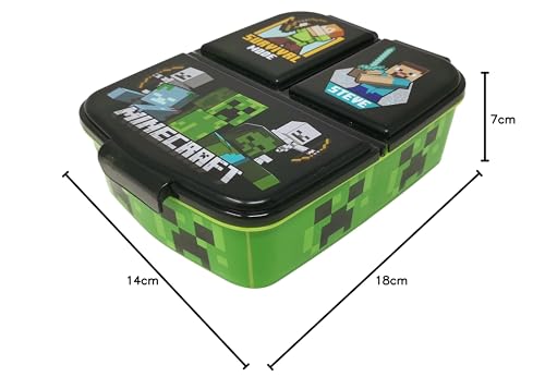 Theonoi Kinder Brotdose Minecraft – Lunchbox mit Fächern & Unterteilung, BPA-frei, Sandwichbox für Schule & Kindergarten
