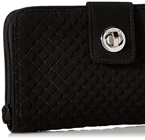 Vera Bradley Women's Microfiber Turnlock Wallet With RFID Protection, True Black, One Size3