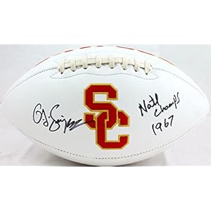 O. J. Simpson Autographed USC Trojans Logo Football W/Natl Champs-JSA W *Black – Autographed College Footballs