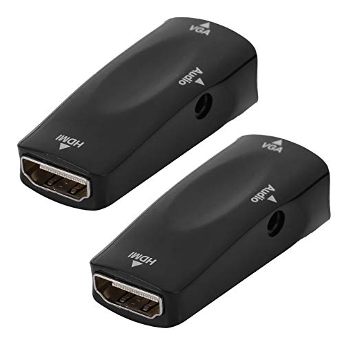 KIMISS Convertidor a VGA Hembra con Cable de Salida de Audio Convertidor de Video 2 Piezas 1080P para Teléfono Móvil Portátil - Adaptador Hembra a VGA