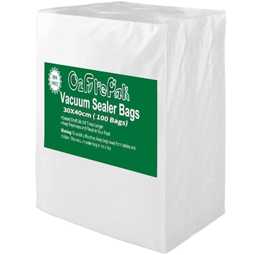 O2frepak 30x40cm(100Beutel) Profi Vakuumbeutel Vakuumierbeutel für Alle Vakuumierer und Lebensmittel Vakuumiergerät Kochfest und BPA-frei Sous Vide Gefrierbeutel