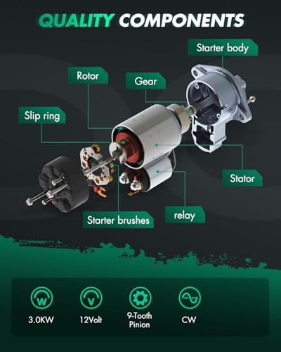 Image of SCITOO Starter Motor fit for Mustang Skid Steer 2066 4TNV98T for Yanmar 2005-2010 Replacement Starter 300516-00051
