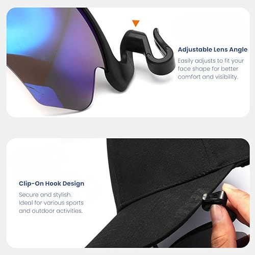 Polarized Clip Cap Sunglasses for Men, Flip-Up Polarized Sport Sunglasses for Outdoor, Clip Hat Sunglasses Oudoor4