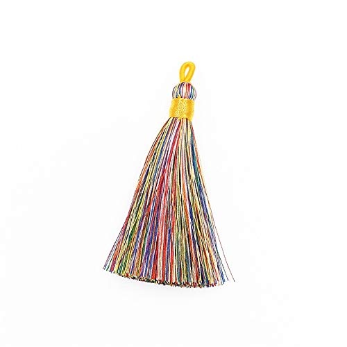 QUNINE 10 Pezzi 8 cm Colore Poliestere Nappe di Seta di Ghiaccio mestiere Fai da Te segnalibro Ciondolo Vestiti Gioielli Nodo Cinese Frange Rifiniture Cucito Accessorio-caffè Nappa (Verde Nappa)