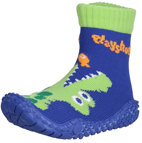 Playshoes Calcetines de Playa con protección UV Cocodrilo, Zapatos de Agua, Unisex niños, Azul/Verde (Marine/Green), 28/29 EU