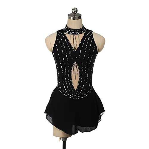 Robe de patinage artistique noire sans manches pour fille et femme adulte en taille 3XS