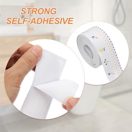 Image of PATIKIL Caulk Tape Waterproof Self Adhesive, PVC Toilet Caulking Sealant Strip Bathtub Caulk Sealing Strip Tape for Bathroom Kitchen Countertop, Flower World (1.5 Inch x 16.4 Ft)