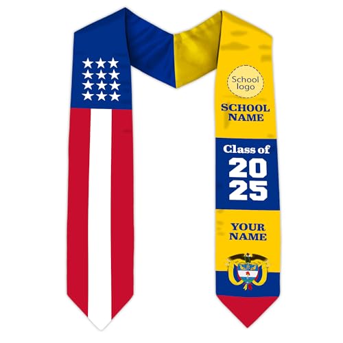 MonkeyVan Colombians Graduation Sash, Custom Colombians American Flag Graduation Sash 2025, Colombia Graduation Stole Style 16