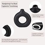 CEMABT Black Donut Vase Hollow Ceramic Vase for Flowers Handmade Minimalist Boho ins Style Modern Home Decor for Wedding Dinner Table Party Living Room Office Bedroom（M - Image 3