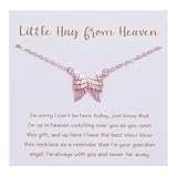 MIXJOY Little Hug from Heaven Angel Wings Necklace for Women, Guardian Angel Gift, Sympathy Memorial Gift for Loss of Loved One, Comfort Gifts for Friends Family Members Passed Away, Rose Gold