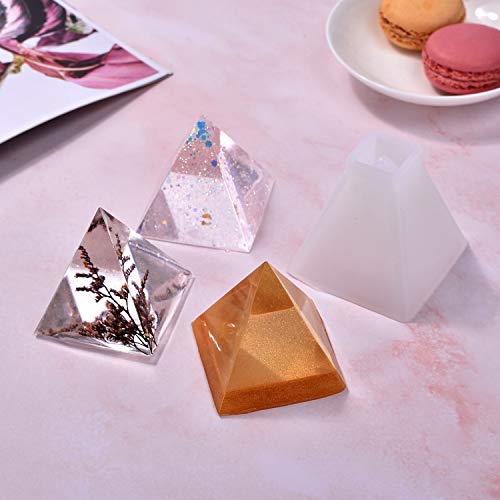 Epoxy Silicone Resin Molds Set, 32Pieces Clear Resin Casting Molds Includs Pyramid/Diamond/Cubic/Stone Shape/Sphere/Triangular Pyramid/Conical and Hexagon Ashtray Mold for DIY Craft Home Decor