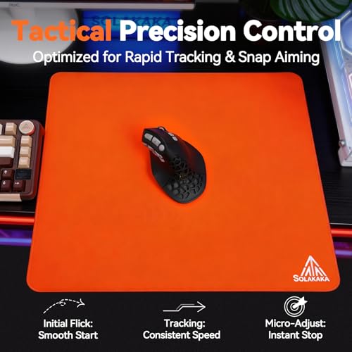 Image of SOLAKAKA EP9 Black Gaming Mouse Pad- 4MM Thick 17.7 inchx15.7 inch (450x400mm) Large Mouse Pad, Micro-Woven Precision Surface, Non-Slip Rubber Base, Stitched Edge- FPS,MOBAs,RTS,MMO