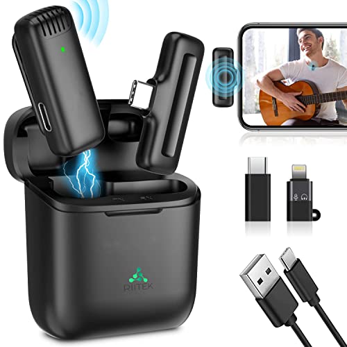 RIITEK Wireless Lavalier Omnidirectional Microphone 2.4G Auto-Sync Mic For Live Stream, Video Recording, Vlogging (Model 01,Black) RIITEK Wireless Lavalier Omnidirectional Microphone 2.4G Auto-Sync Mic For Live Stream, Video Recording, Vlogging (Model 01,Black)