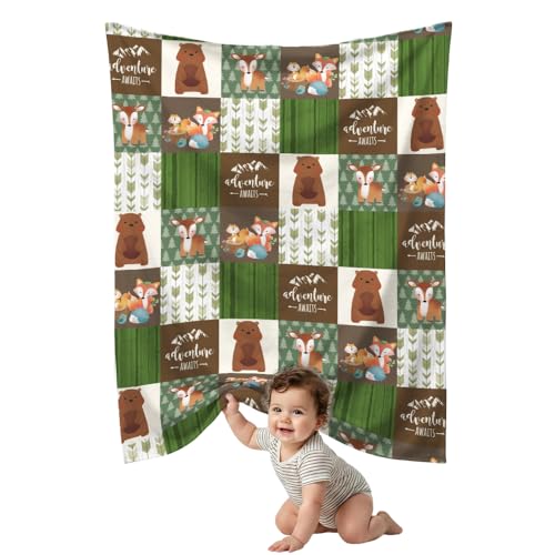 Image of Baby Blanket for Boys Girls, Woodland Animals Baby Blankets for Son Daughter, 30x40 inches Super Soft Fleece Blanket for Newborn Infant, Lightweight Bed Throw Nursery Blanket