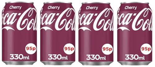 Coca colas Cherry Flavored Soft Drink Combines the Classic Taste With a Sweet and Smooth Cherry Flavor 330ml Pack Of 4 Imported
