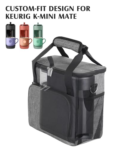 Image of JISHAHS Travel Carrying Bag for Keurig K-Mini Mate Coffee Maker, Single Serve Coffee Brewer Portable Storage Bag with 3-Way Carry, Padded Multi-Pocket Storage Accessories