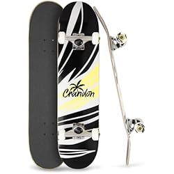 Patines Valo Crandon Tabla Valida para pricipiantes y Profesionales de Skateboard Tabla + Lija + Truck + Ruedas, Madera de Arce canadienses 7 Capas. Disponible en Tres Medidas 775/800/825. (800, SKCBRANCH)