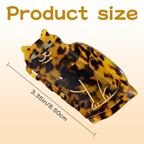 Amerzam CLAW CLIPS FOR THICK THIN HAIR Women Medium Hair Clips Tortoiseshell Claw Clips Celluloid Jaw Clips Leopard Print Hair Clamps Fashion Hair Accessories Strong Hold Cute Cat Shape Hair Claw Banana Clips thumb #1