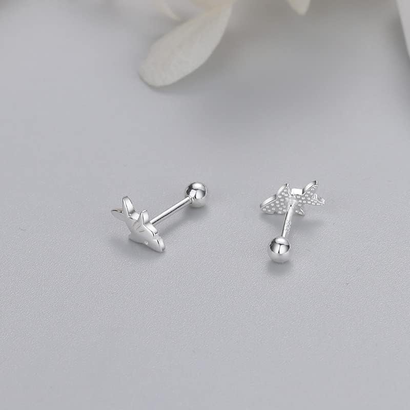 20G Little Shark Tiny Stud Earrings for Women Minimalist Fish Cartilage Tragus Earrings Ear Piercing Studs Helix Screw Back Fashion Jewlery Gifts4