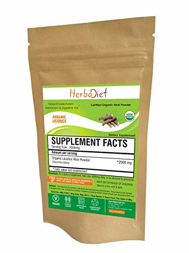 Organic Licorice Root Powder | Liquorice, Glycyrrhiza Glabra, Glycyrrhizin, Mulethi, Yastimadhu Supplement | Helps Soothe Cough, Sore Throat, Clear and Comfortable Breathing | Non-GMO (1lb/16oz)