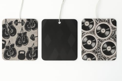 CarBliss Retro Car Air Fresheners – Mixed Design 3-Pack – Signature Scent – Champ, Vibe & Sleek Black designs – old-school cool – infused with natural oils – made in the UK