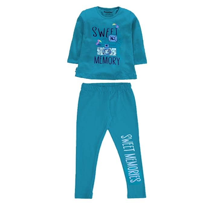 Image of NammaBaby Girl's Soft Cotton Night Suit (Printed T-Shirt & Pant Set /Girls Night Dress /Nightwear) Pack of 1