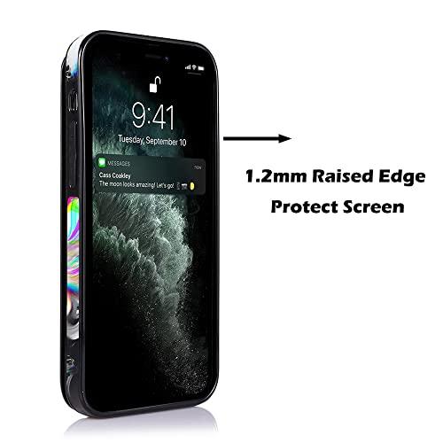 Image of uCOLOR Compatible with iPhone 13 Pro Max 6.7 inch Wallet Case with Card Holder Slot Folio Flip PU Leather Kickstand Double Magnetic Clasp and RFID Blocking D (Black Rainbow Marble, iPhone 13 Pro Max 6.7 inch)