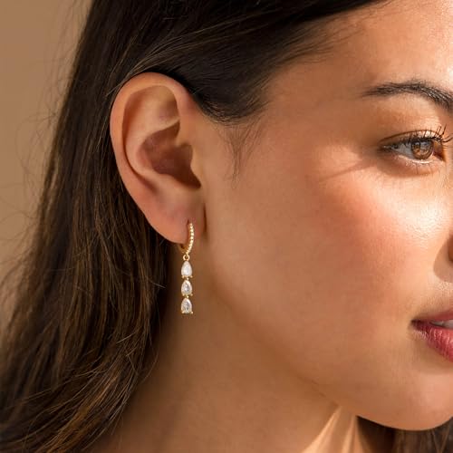 Dangle Earrings for Women Trendy, Dainty Gold/Silver Drop Earrings for Women Dangle Hypoallergenic CZ/Pearl Dangling Earrings Nickel Free3