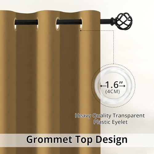 Image of Homestan 90% Blackout Door Curtains 8 Feet Long Set of 2, Room Darkening Parda with Grommet Design for Home Decor (8x4 Feet, Mustard)
