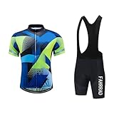 Maillot de ciclismo + braguero para hombre, traje de ciclismo transpirable, camiseta de ciclismo de carretera con 9D, gel de montaña, para hombre, secado rápido, camisa ciclista, azul/amarillo, M